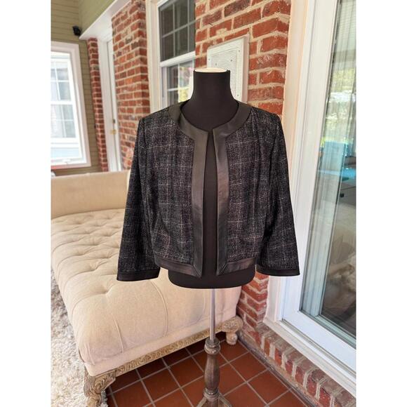 Pari Passu Structured Tweed & Faux Leather Jacket 2X (NWT)